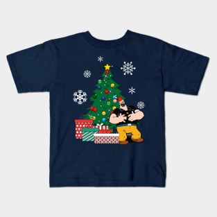 Bluto Around The Christmas Tree Popeye Kids T-Shirt